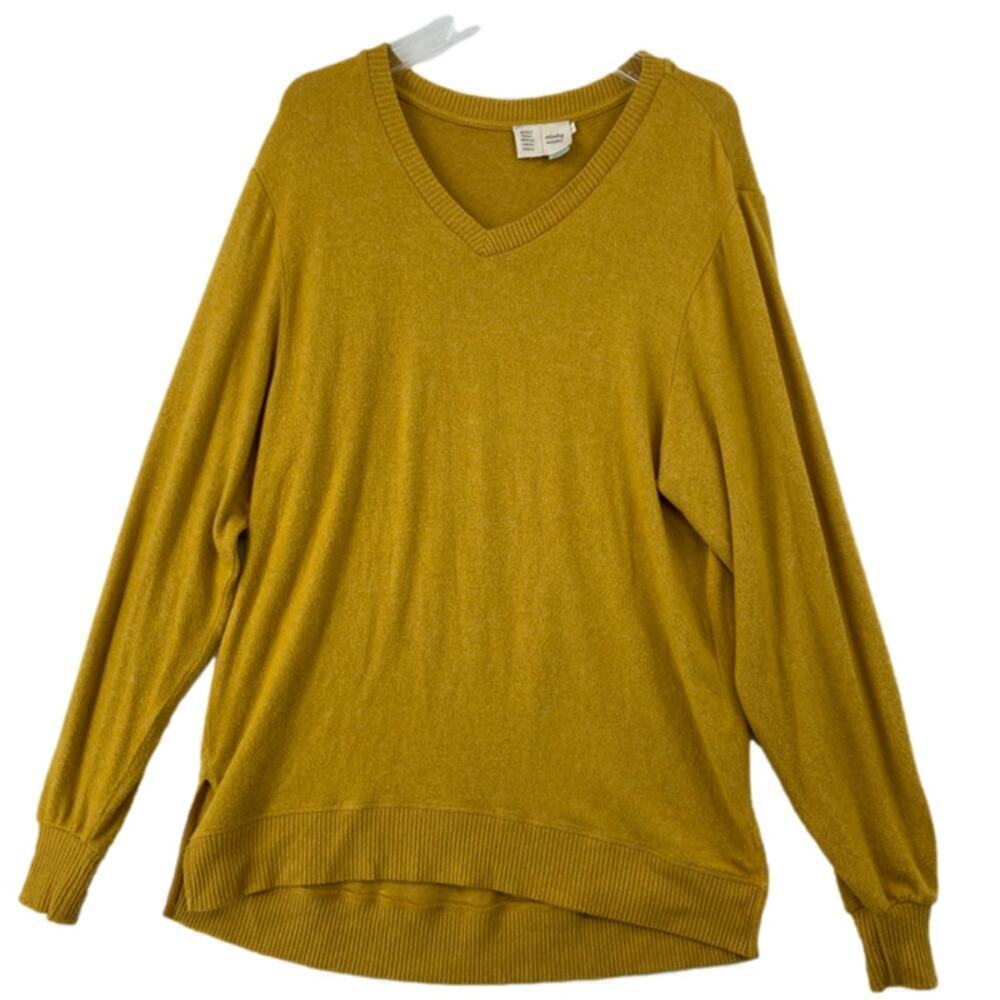 Anthropologie Saturday Sunday Oversized Tunic‎ Size S Golden Yellow Slub Knit